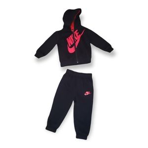 Nike hoodie and pants toddler set black and red 18 month